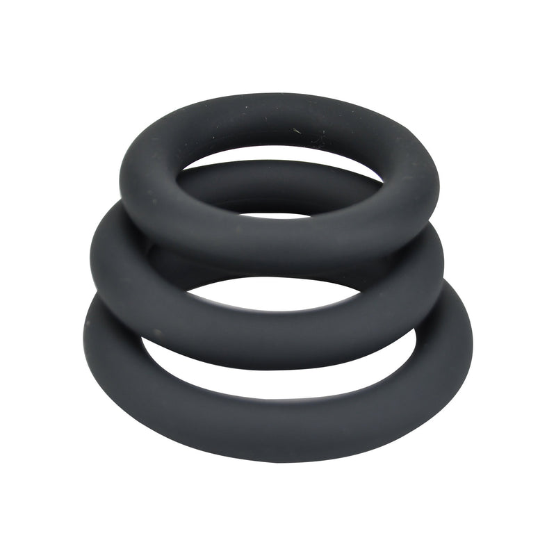 Loving Joy Thick Silicone Cock Rings 3 Pack Grey